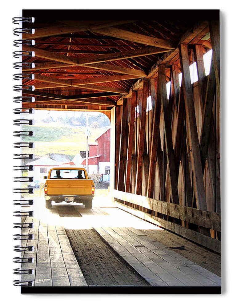 Covered Bridge Spiral Notebook featuring the photograph TIme Portal by PJQandFriends Photography