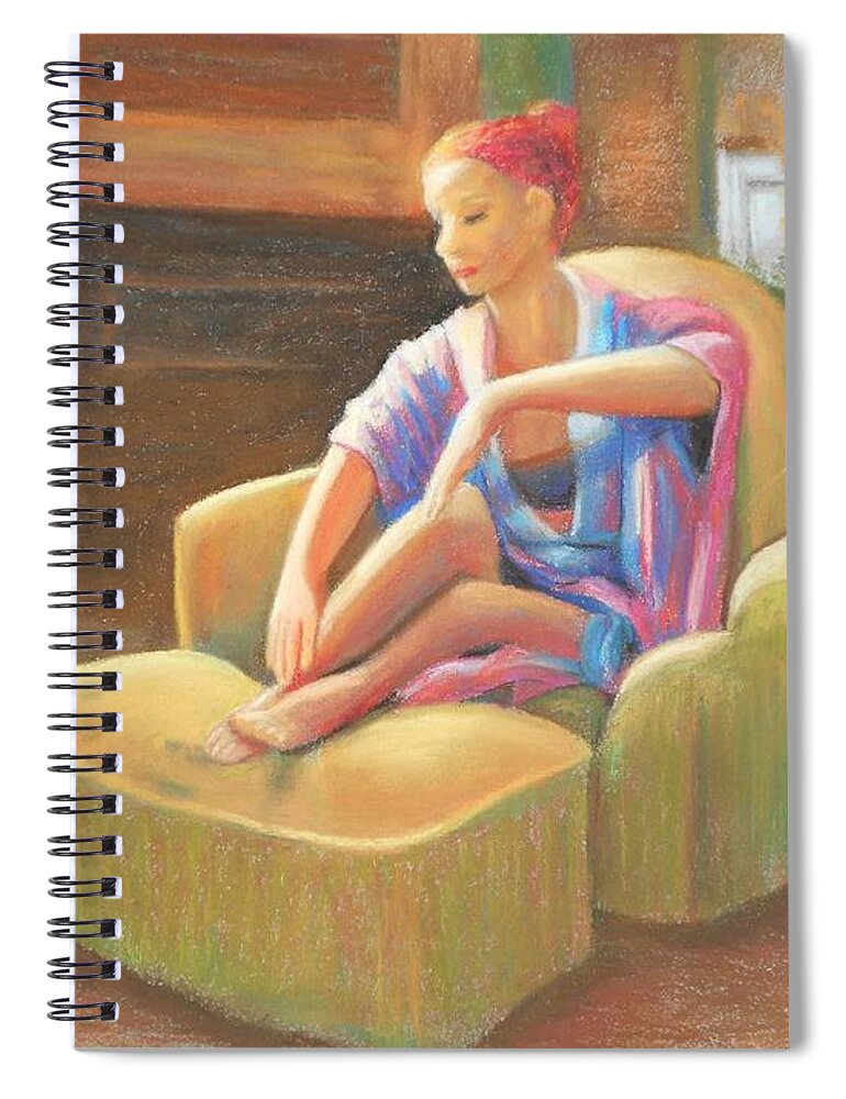 Lady Spiral Notebook featuring the pastel Time to Relax by Wendy Koehrsen