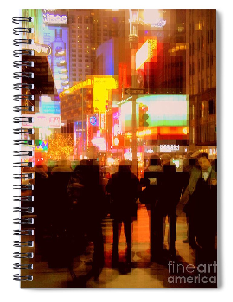 Night Spiral Notebook featuring the photograph Times Square - The Lights of New York by Miriam Danar