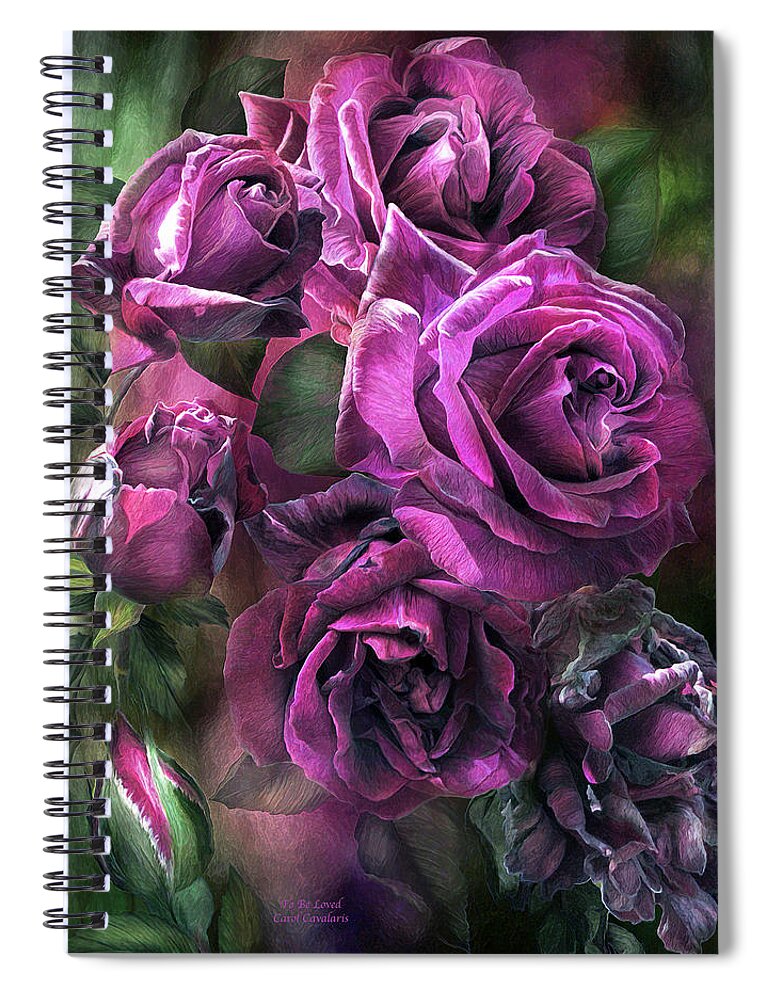 Rose Spiral Notebook featuring the mixed media To Be Loved - Purple Rose by Carol Cavalaris