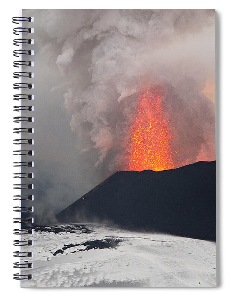 Feb0514 Spiral Notebook featuring the photograph Tolbachik Volcano Erupting Kamchatka by Sergey Gorshkov