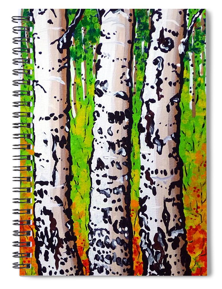 Aspens Spiral Notebook featuring the painting Tom Dick and Harry by Jackie Carpenter