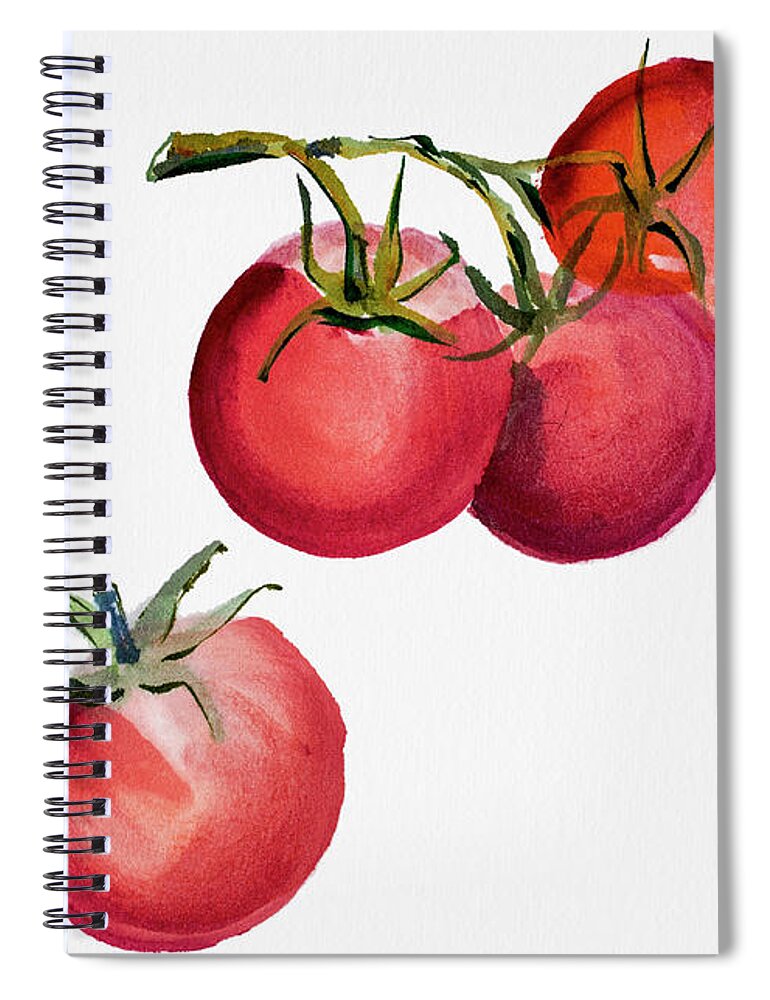 Artist Spiral Notebook featuring the digital art Tomatoes Watercolor Painting by Mashuk