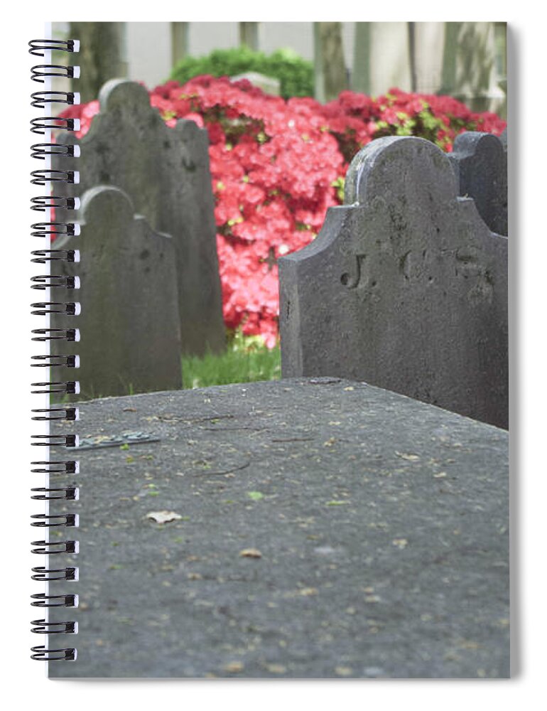 Tombstone Spiral Notebook featuring the photograph Tombstones in Spring by Sharon Popek