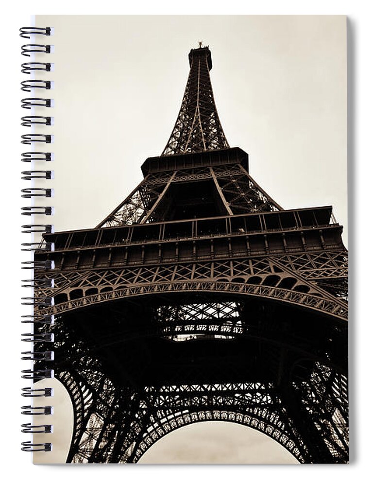 People Spiral Notebook featuring the photograph Tour Eiffel Of Paris In Black And White by Zodebala