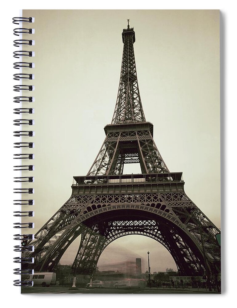 People Spiral Notebook featuring the photograph Tour Eiffel Of Paris, Vintage by Zodebala