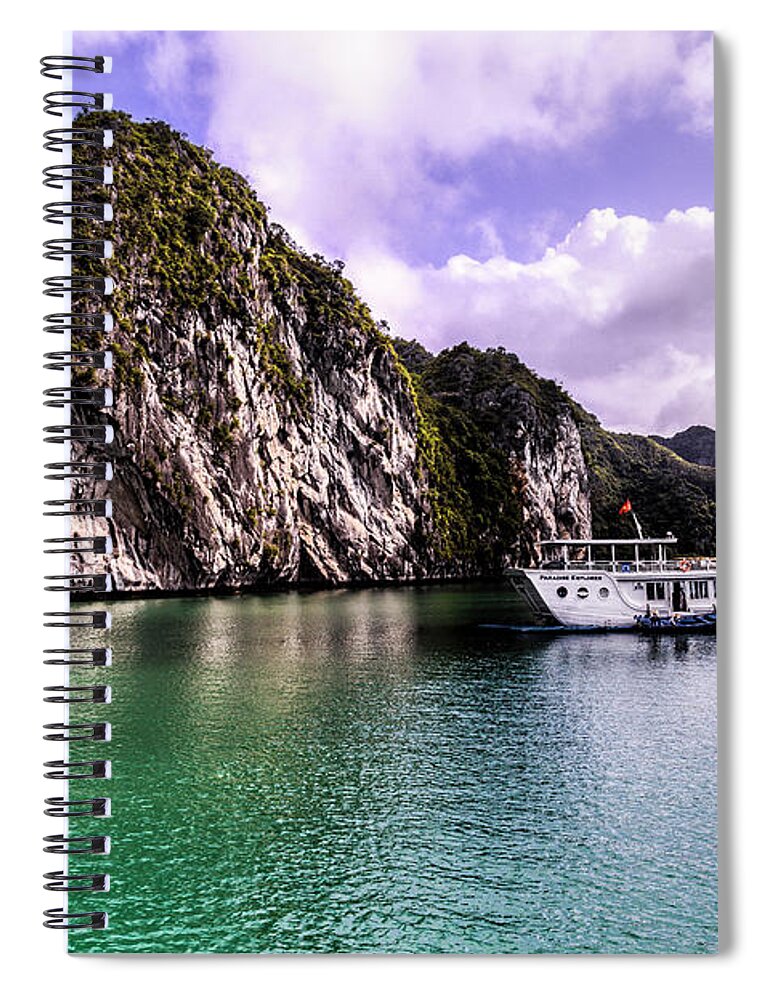 Scenics Spiral Notebook featuring the photograph Tourist Scene In Halong Bay, Vietnam by Oliver Smalley / Ollie Smalley Photography