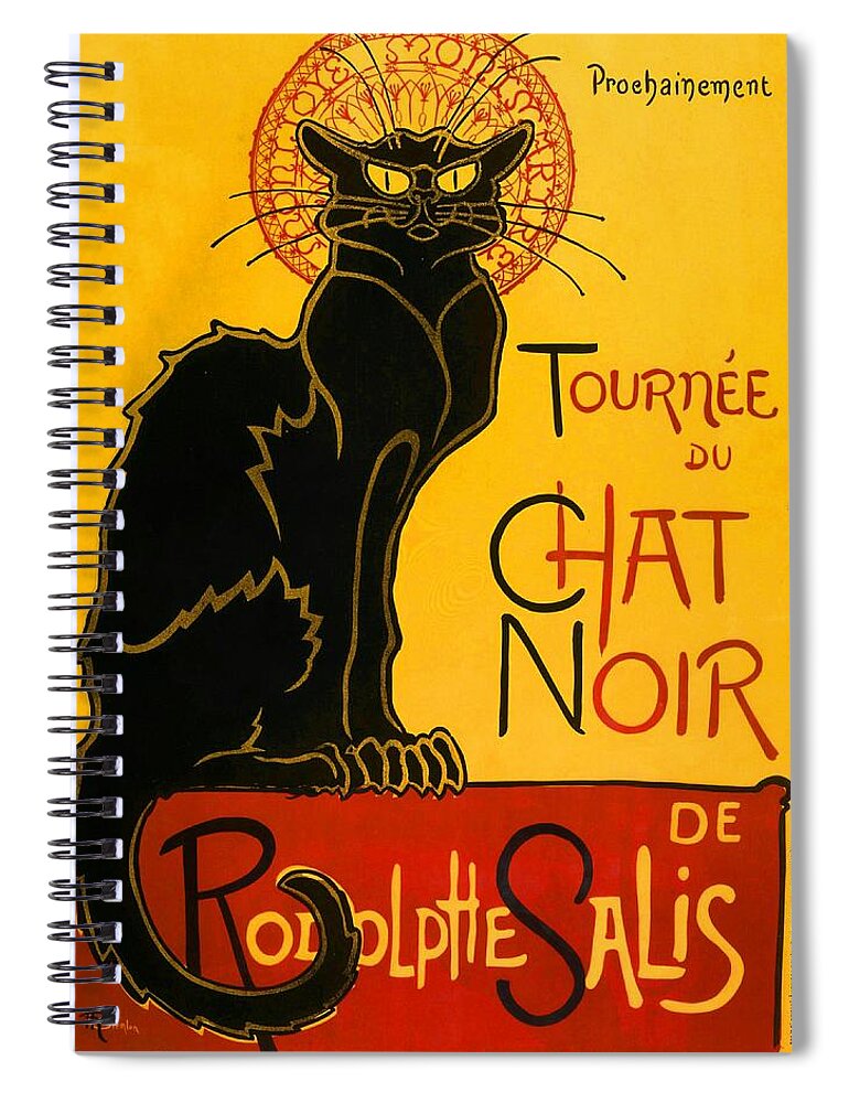 Art Nouveau Spiral Notebook featuring the painting Tournee Du Chat Noir by Theophile Steinlen
