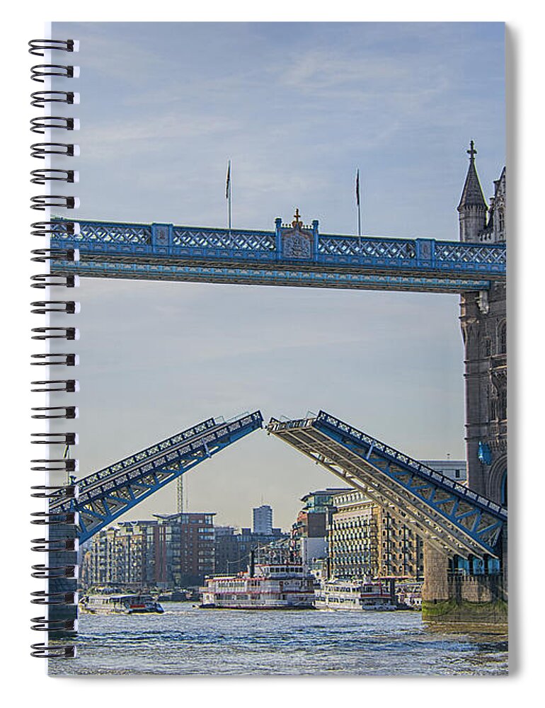 Tower Bridge London Spiral Notebook featuring the photograph Tower Bridge Opened by Chris Thaxter