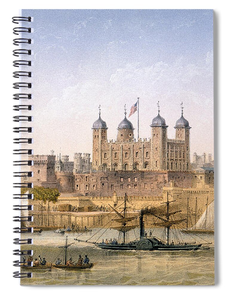 The Tower Of London Spiral Notebook featuring the painting Tower Of London, 1862 by Achille-Louis Martinet