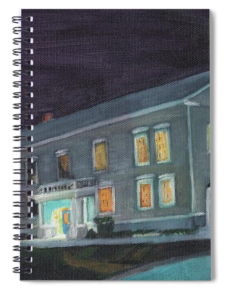 Ashland Spiral Notebook featuring the painting Town Hall at Night by Cliff Wilson