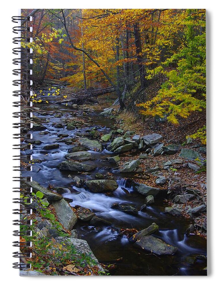 Maryland Spiral Notebook featuring the photograph Tracking Color - Big Hunting Creek Catoctin Mountain Park Maryland Autumn Afternoon by Michael Mazaika