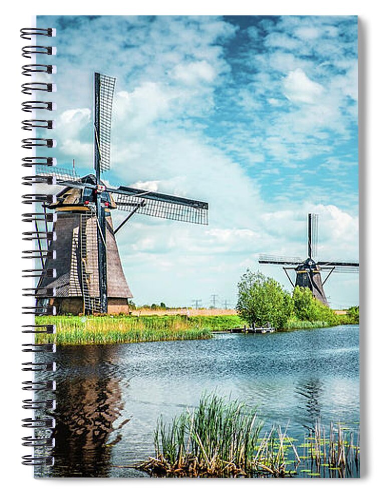 Tranquility Spiral Notebook featuring the photograph Traditional Dutch Windmills by Elena Eliachevitch
