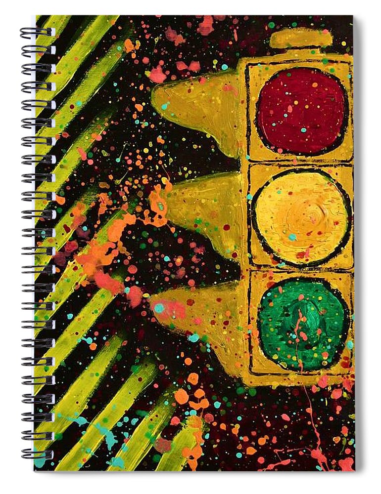 90s Spiral Notebook featuring the painting Traffic Jam Cropped by Marina McLain