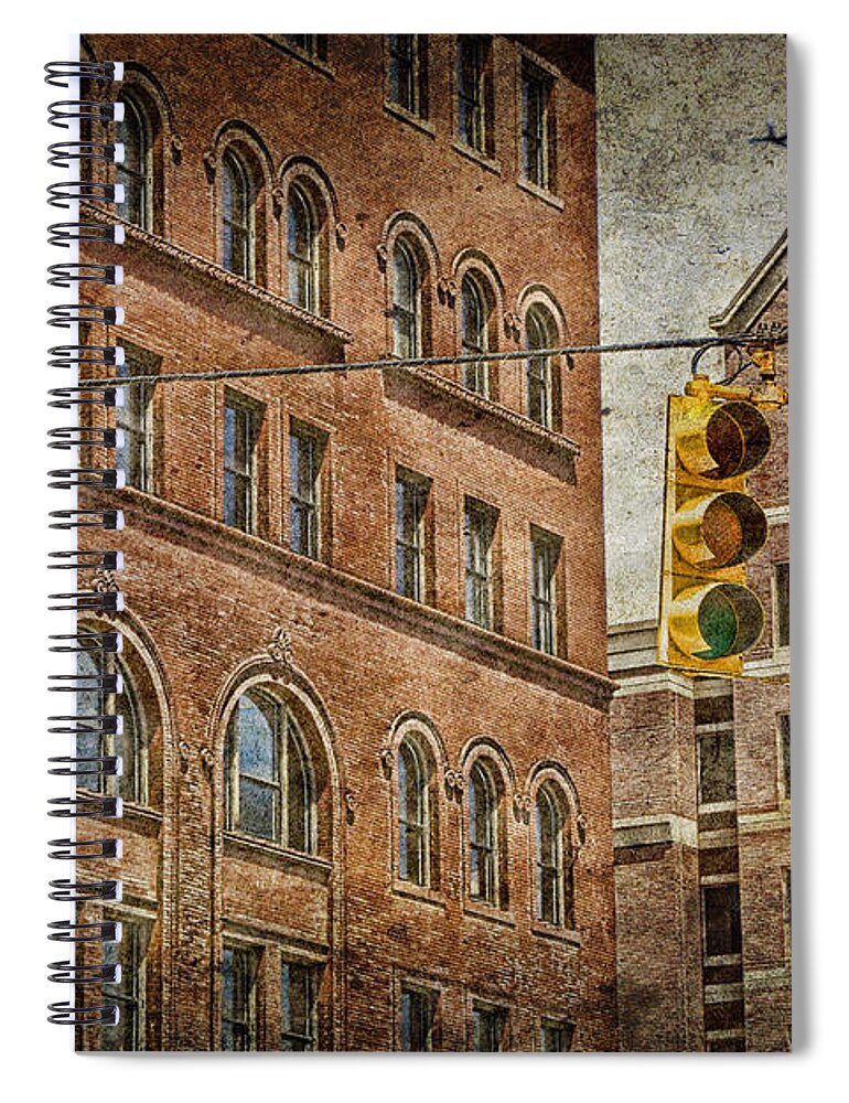 Art Spiral Notebook featuring the photograph Traffic Lights at an Urban intersection No.0201 by Randall Nyhof