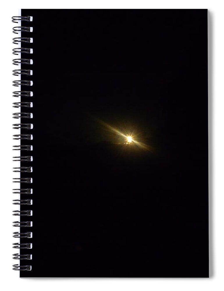 Train Spiral Notebook featuring the photograph Train Coming Down The Tracks At Night by Renee Trenholm