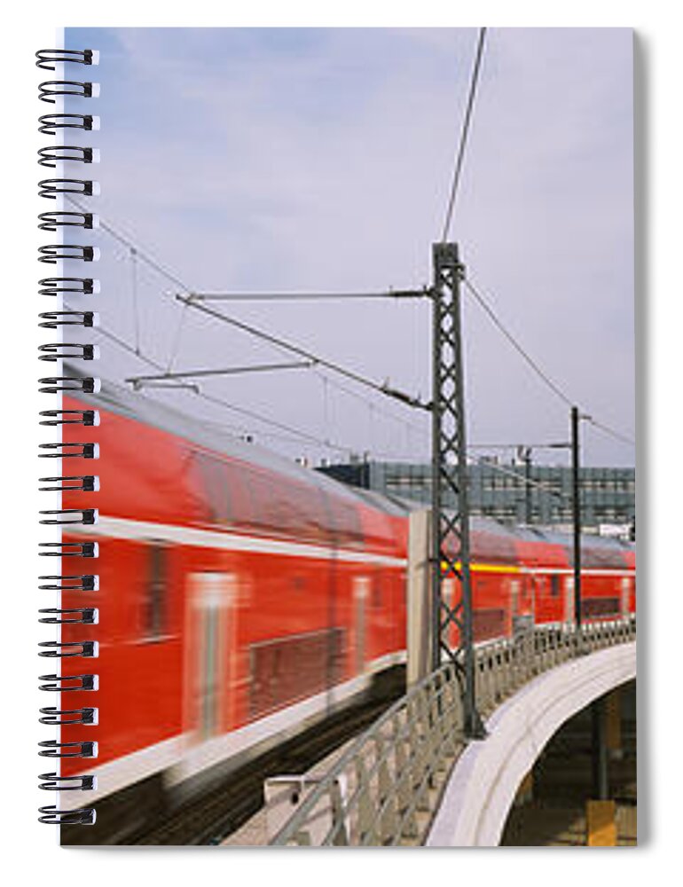 Photography Spiral Notebook featuring the photograph Train On Railroad Tracks, Central by Panoramic Images