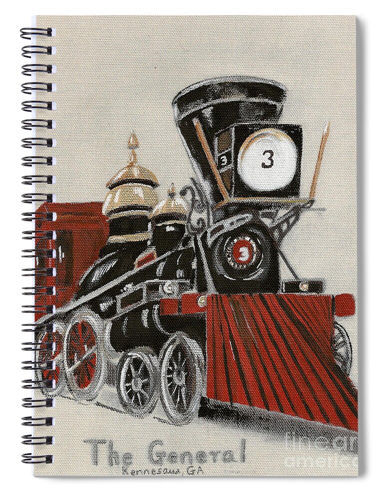 The General Spiral Notebook featuring the painting Train - The General -Painted by Jan Dappen