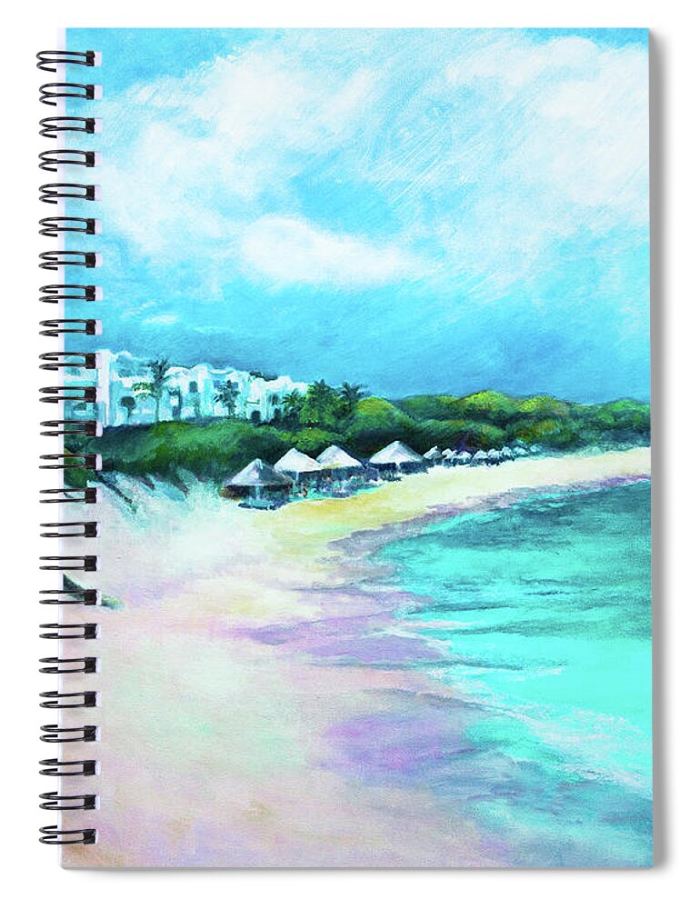 Anguilla Spiral Notebook featuring the painting Tranquility Anguilla by Kandy Cross