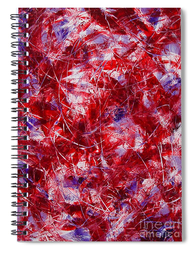 Abstract Spiral Notebook featuring the painting Transitions with White Red and Violet by Dean Triolo
