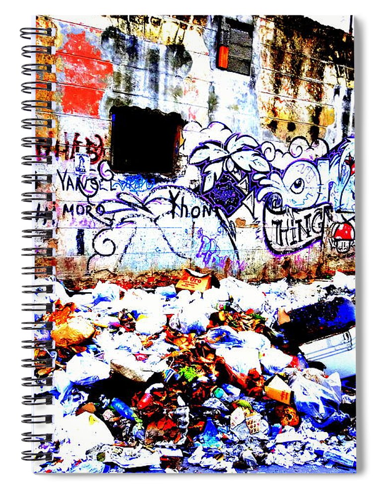 Cuba Spiral Notebook featuring the photograph Trash and Graffitis in Old Havana Cuba by Funkpix Photo Hunter