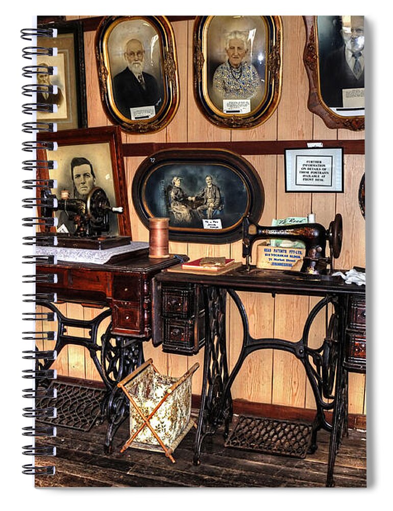 Photography Spiral Notebook featuring the photograph Treadle Sewing Machines by Kaye Menner
