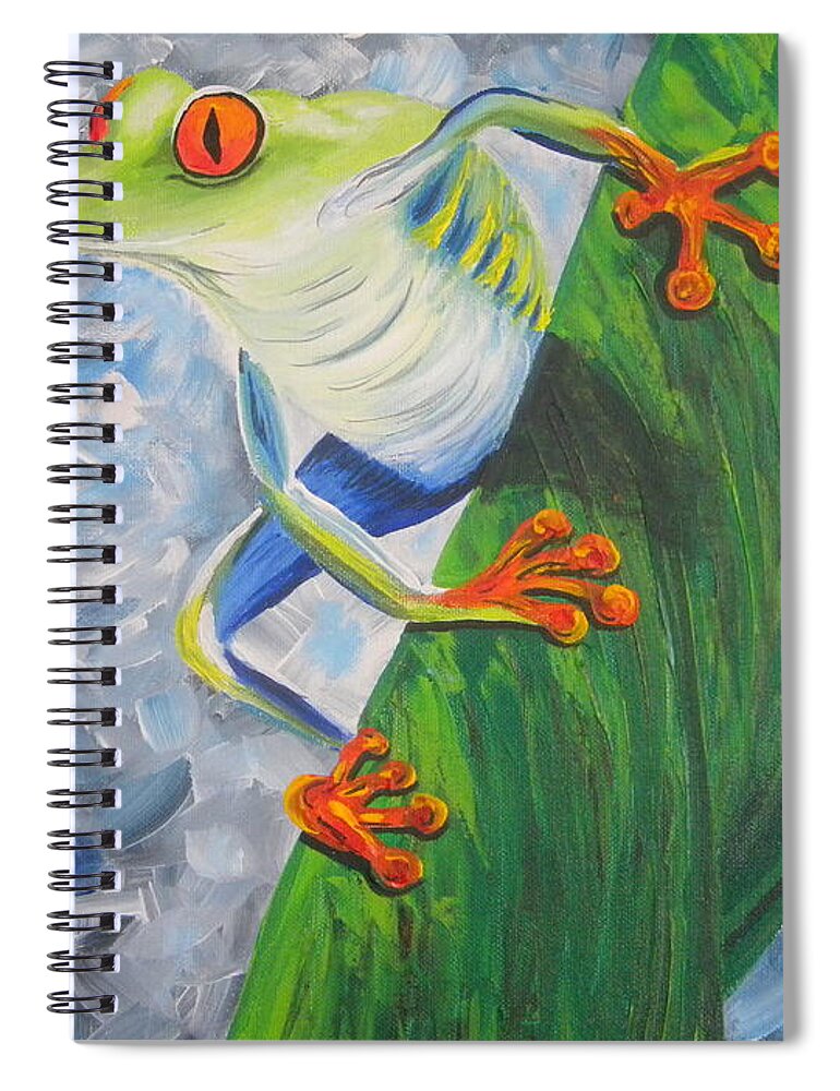 Frog Spiral Notebook featuring the painting Tree Frog by Eric Johansen