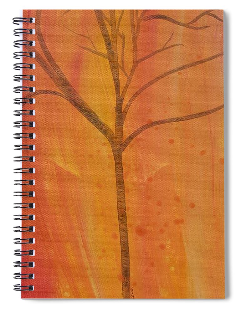 Coral Spiral Notebook featuring the painting Tree of three coral by Robin Pedrero