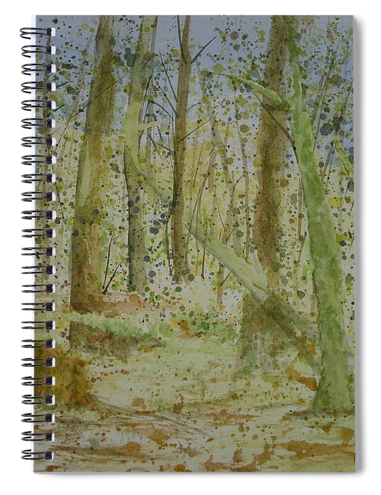 Newhalem Camp Ground Spiral Notebook featuring the painting Trees around Newhalem Campground by Joel Deutsch