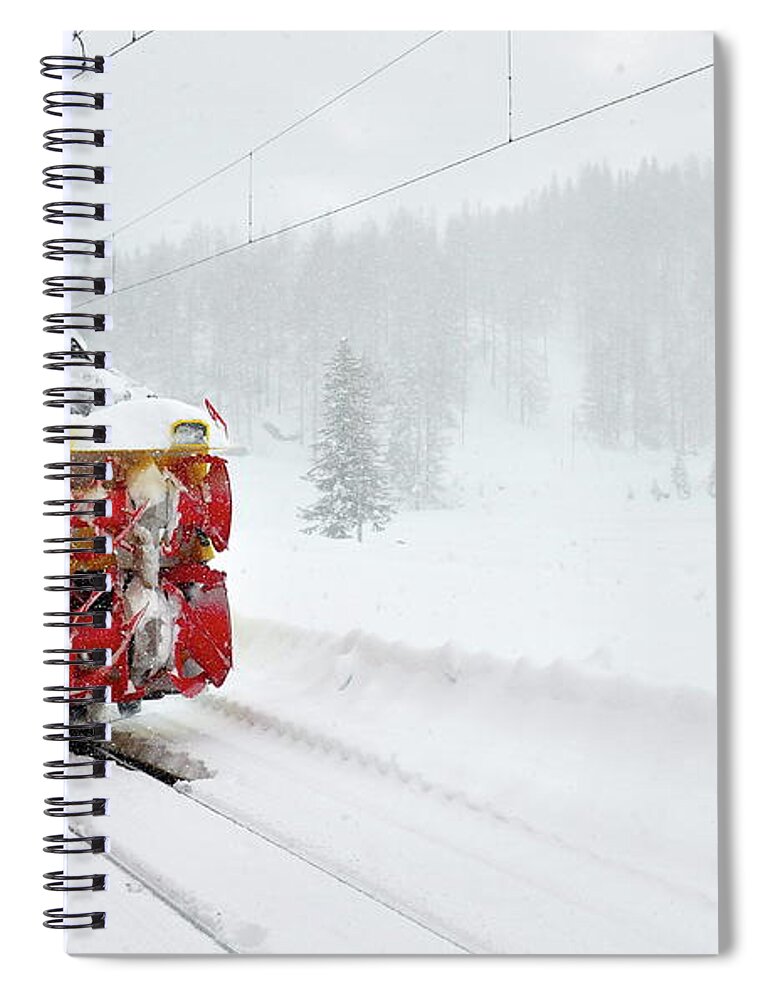 Snow Spiral Notebook featuring the photograph Treno Spazzaneve - Snow Plough Train by Luca