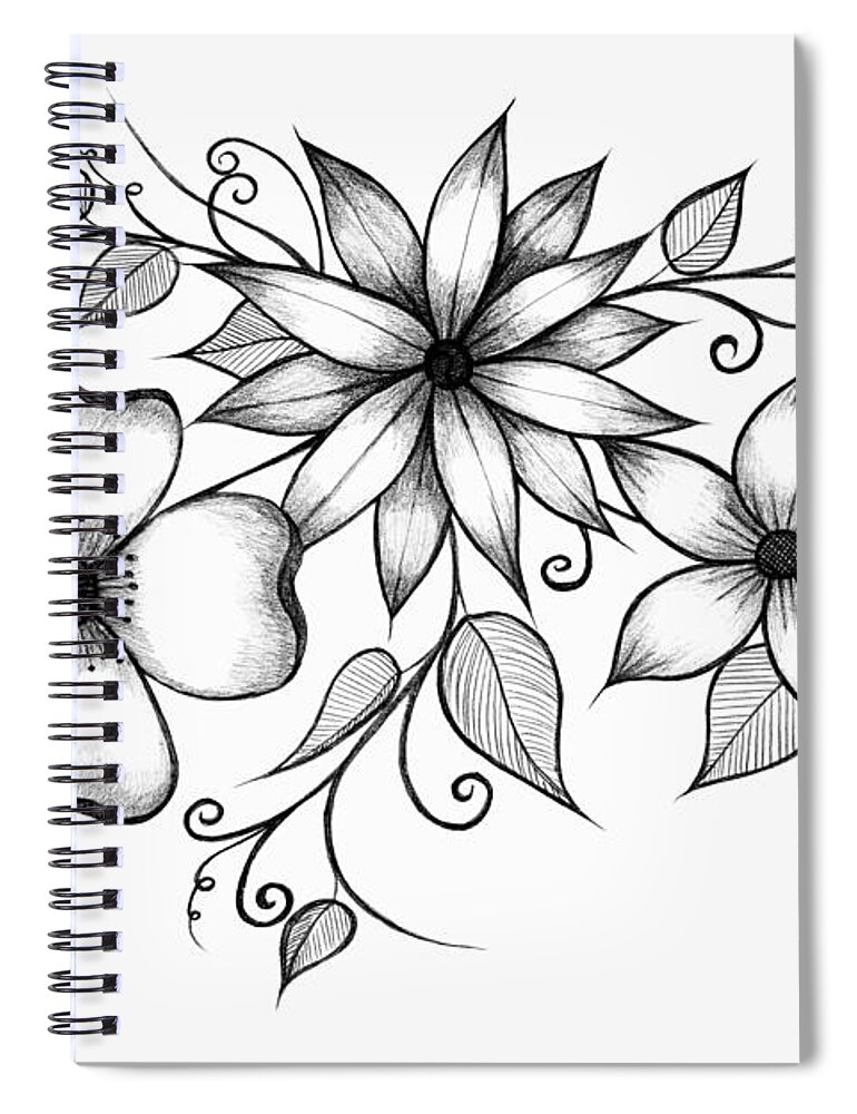Tri-Floral Sketch Spiral Notebook by Alina Nash - Fine Art America