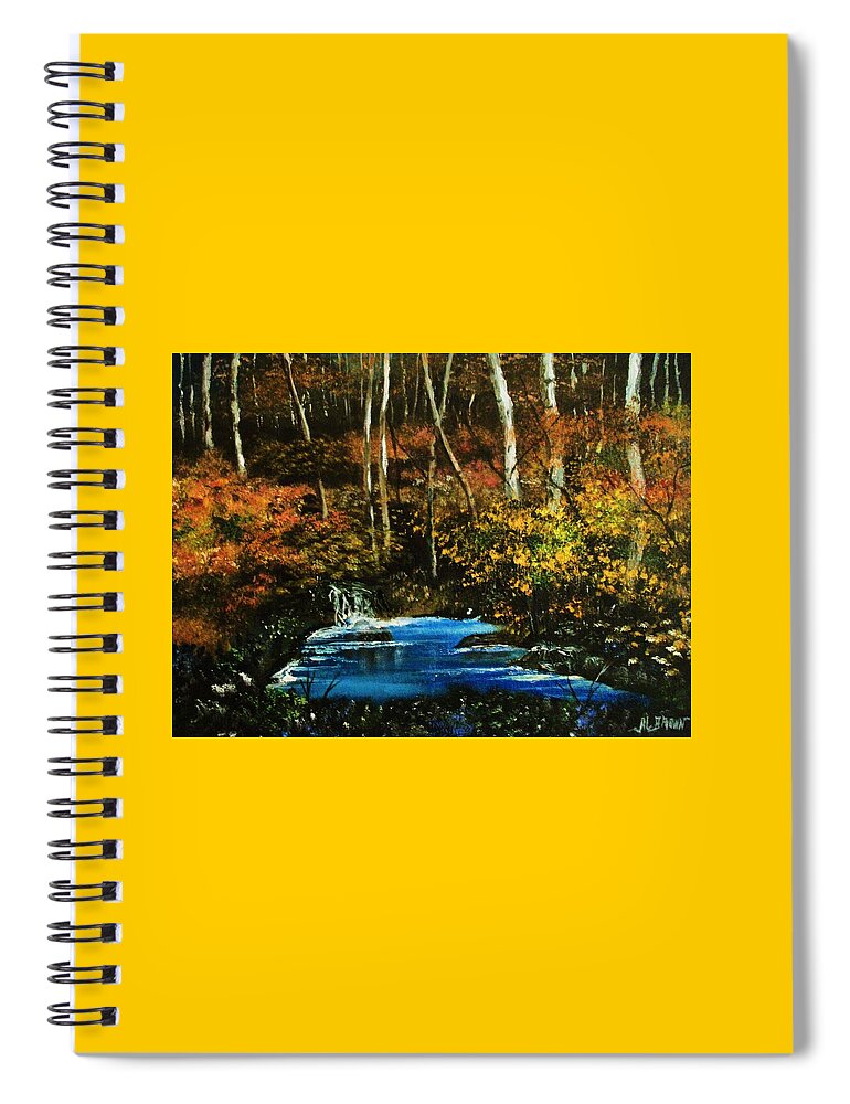 Landscapes Spiral Notebook featuring the painting Autumn in the Deep Forest by Al Brown