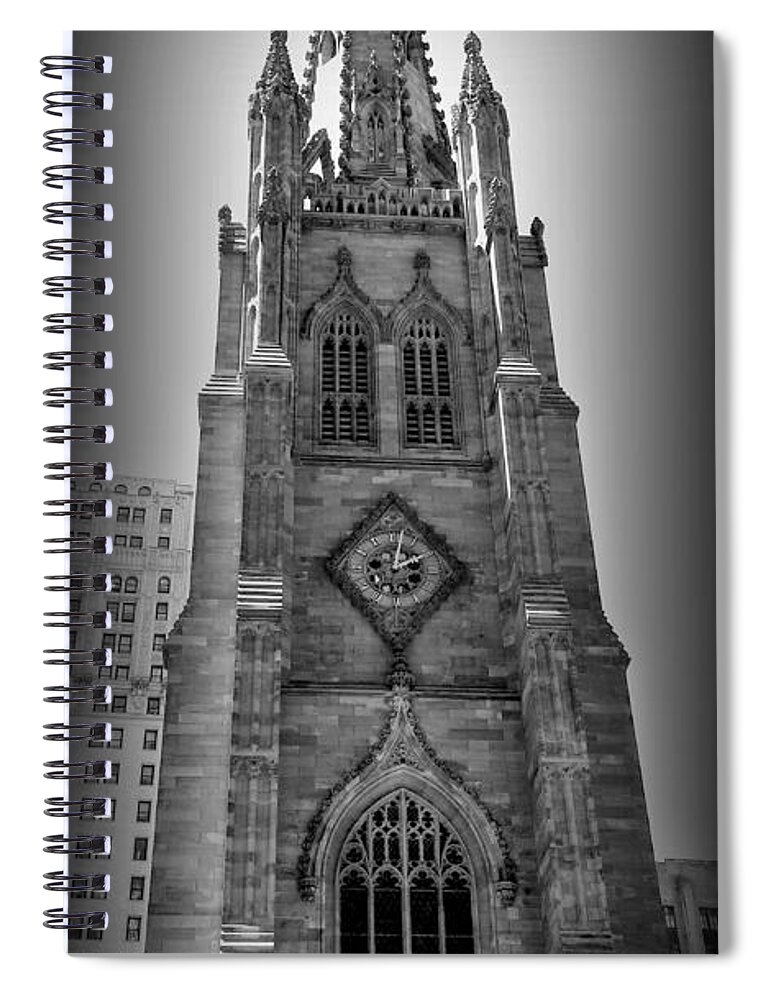 Trinity Church Spiral Notebook featuring the photograph Trinity Church Clock Tower - New York by Miriam Danar