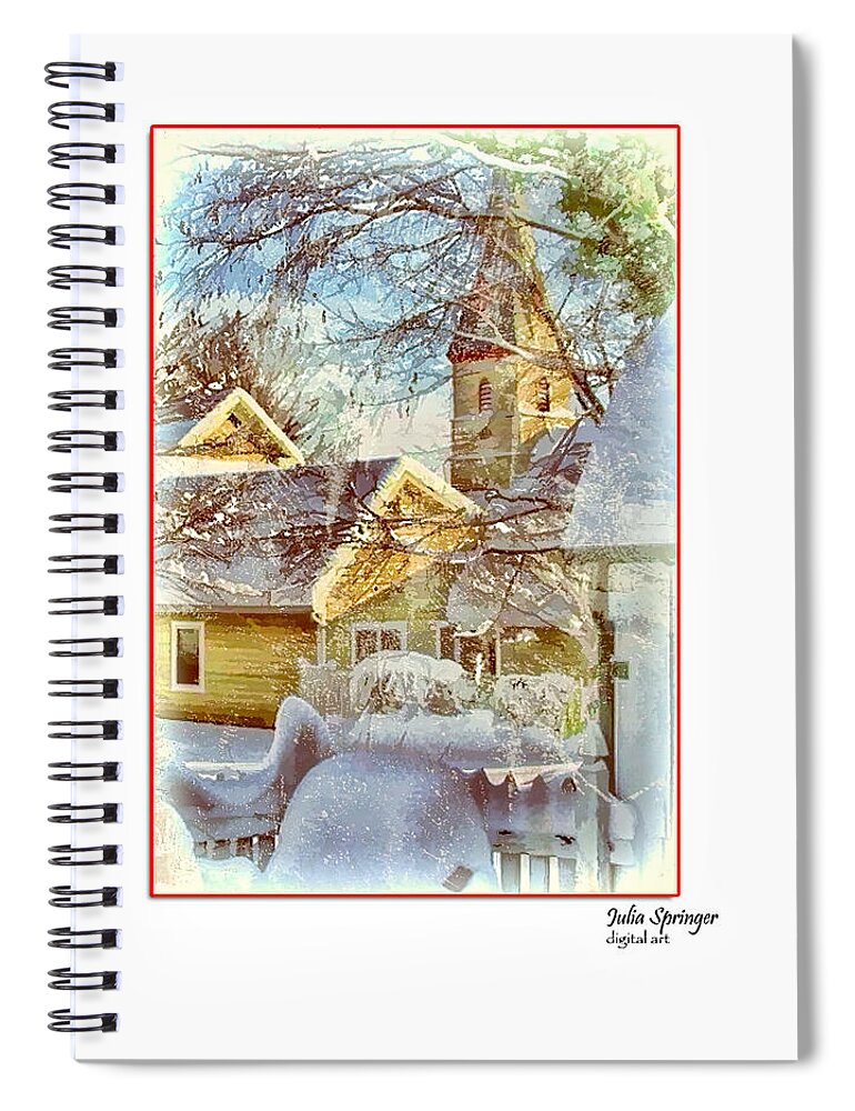 Julia Springer Spiral Notebook featuring the photograph Trinity Episcopal Church in the Snow - Shepherdstown by Julia Springer