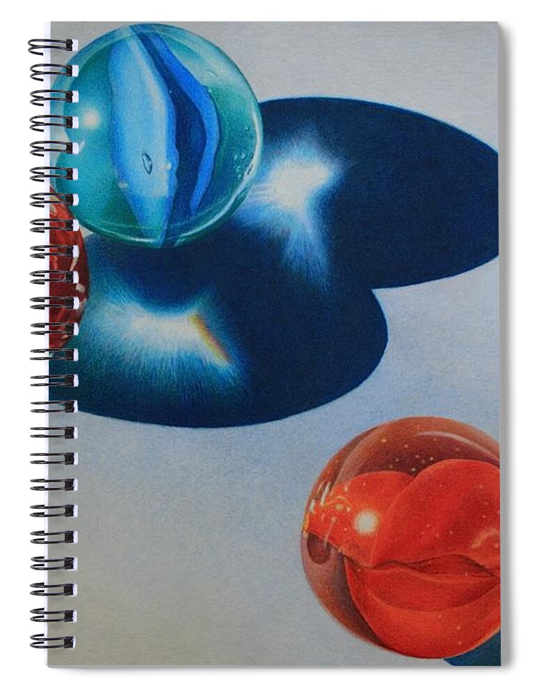 Marbles Spiral Notebook featuring the drawing Trio by Pamela Clements