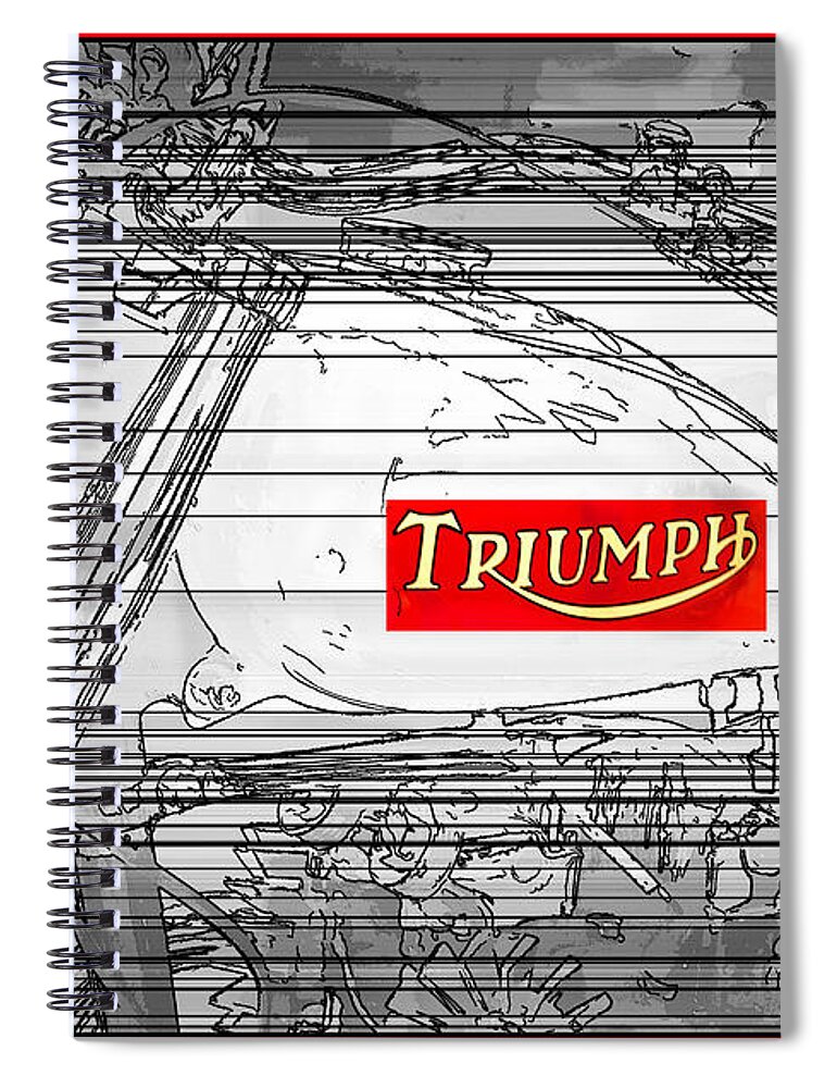 Motorcycle Spiral Notebook featuring the photograph Triumph B W by Chuck Staley