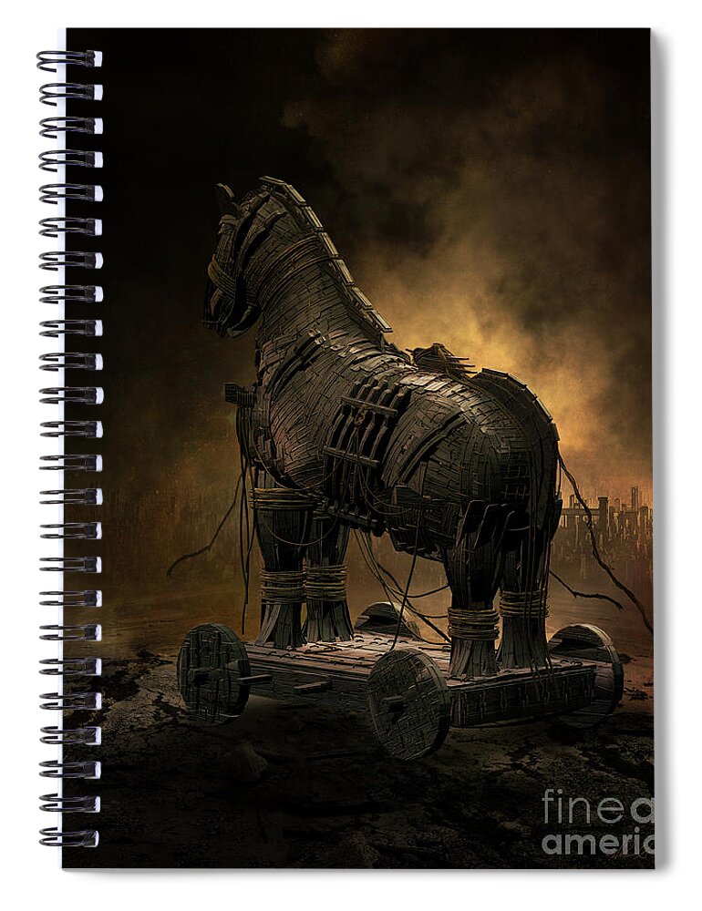 Trojan Horse Spiral Notebook featuring the digital art Trojan Horse by Shanina Conway