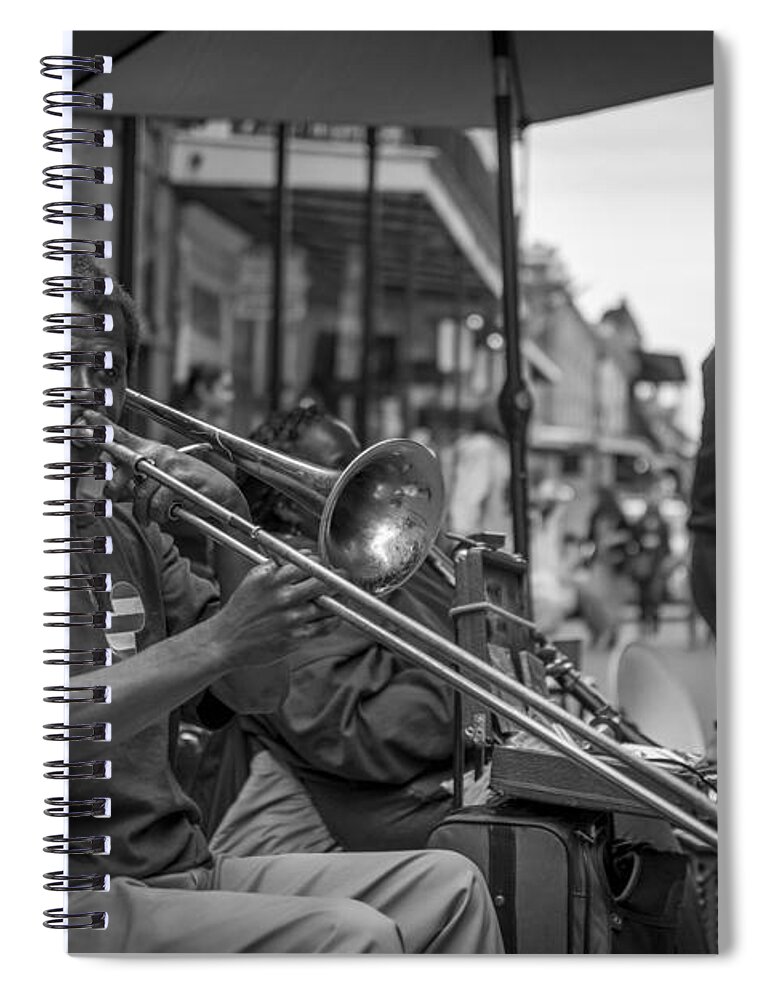 Trombone In The Big Easy Spiral Notebook featuring the photograph Trombone in New Orleans 2 by David Morefield