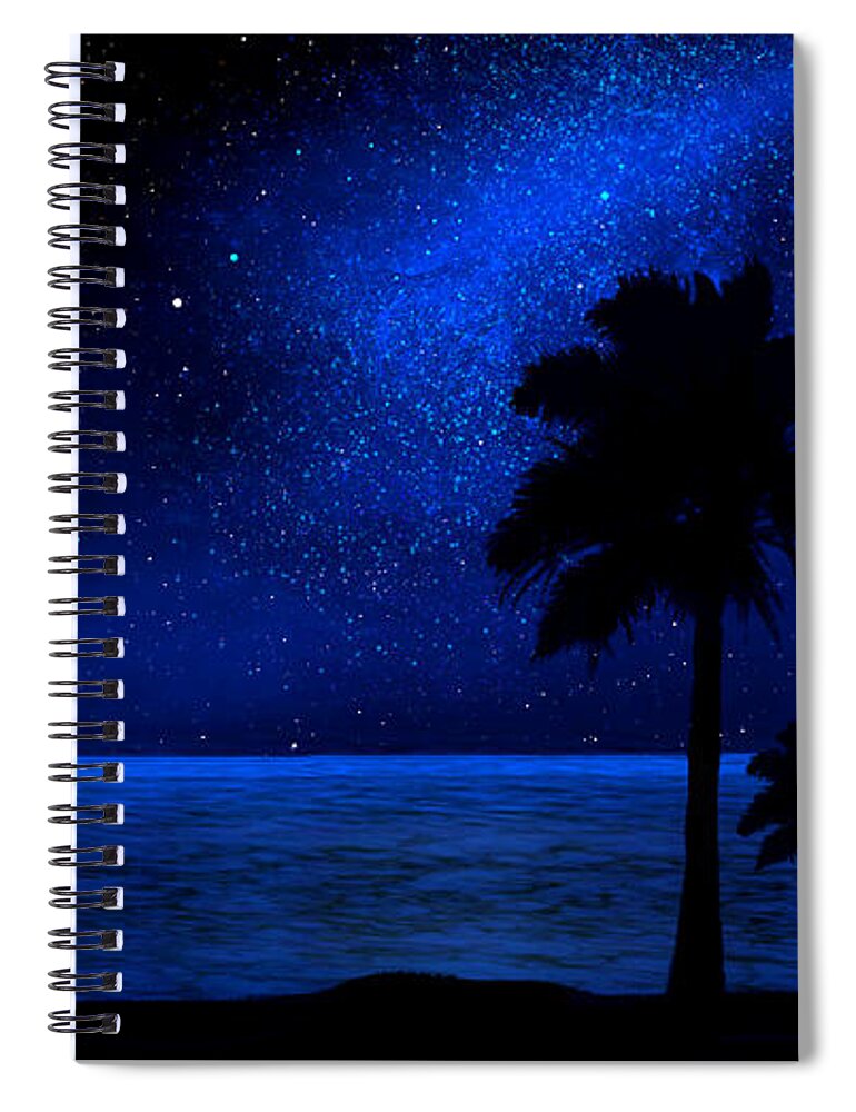 Tropical Beach Mural Spiral Notebook featuring the painting Tropical Beach Wall Mural by Frank Wilson