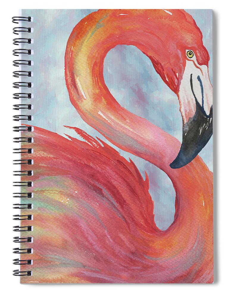 Watercolor Spiral Notebook featuring the painting Tropical Flamingo by Elizabeth Medley