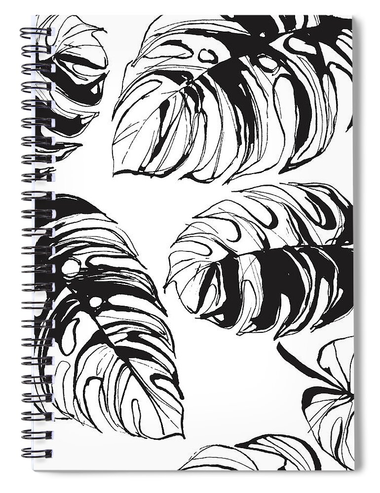 Tropical Rainforest Spiral Notebook featuring the digital art Tropical Jungle Floral Seamless by Sv sunny