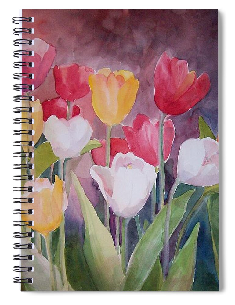 Tulips Spiral Notebook featuring the painting Tulip Garden by Sue Kemp