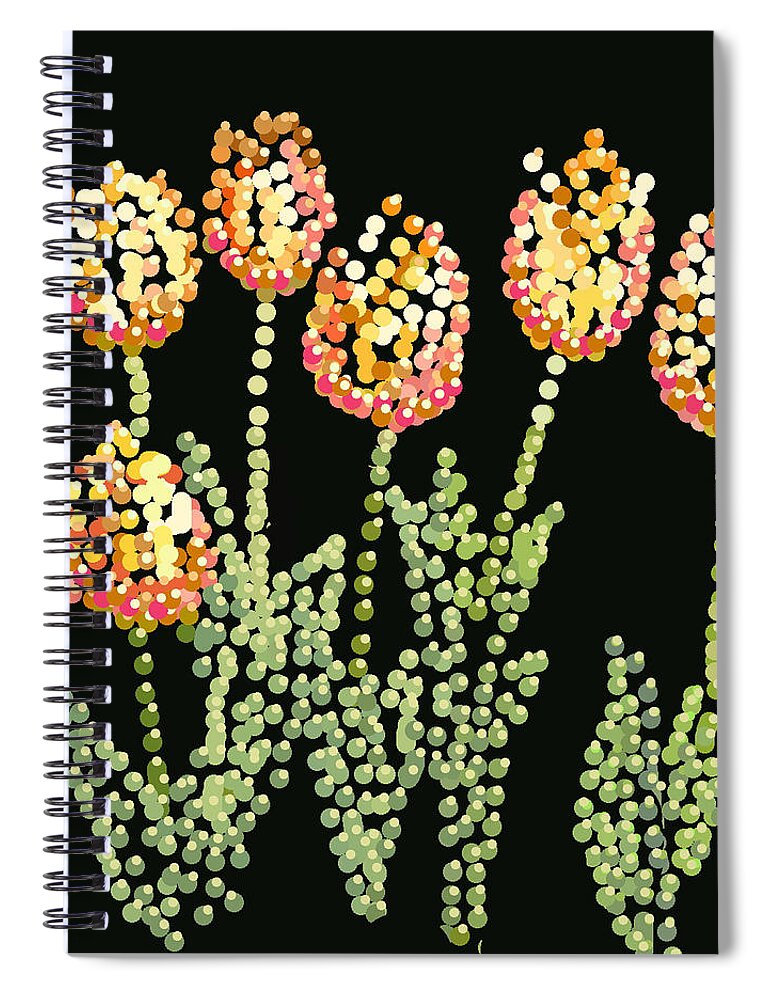 Tulips Spiral Notebook featuring the digital art Tulips Bedazzled by R Allen Swezey