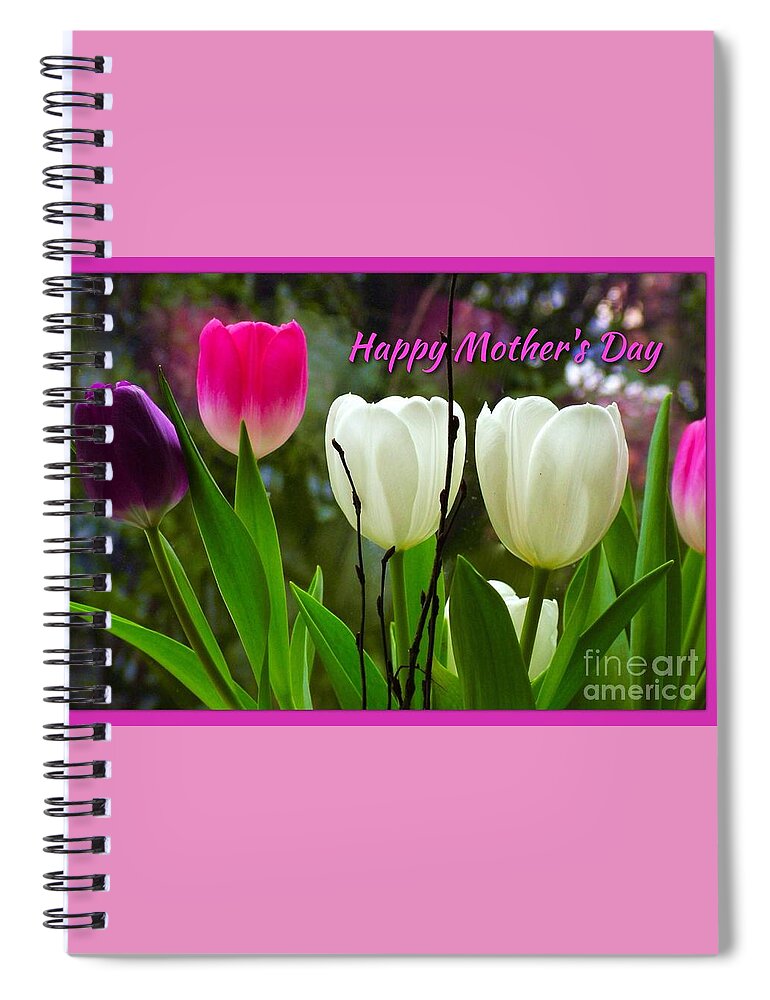 White Tulips Spiral Notebook featuring the photograph Tulips for Mother's Day by Joan-Violet Stretch
