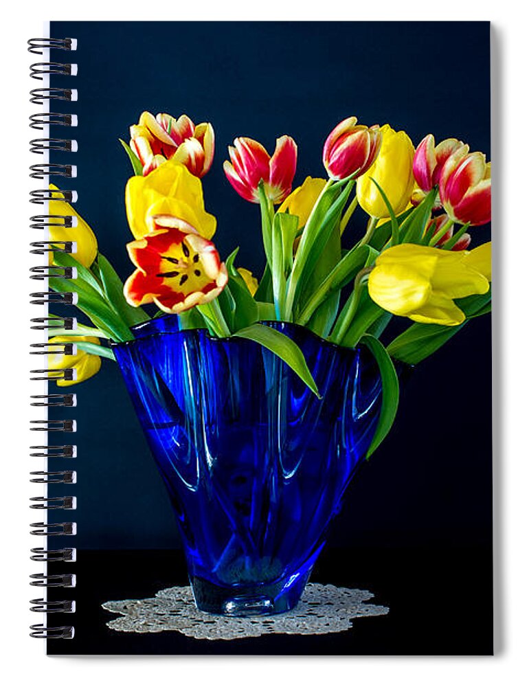 Tulips In Blue Spiral Notebook featuring the photograph Tulips in Blue by Torbjorn Swenelius