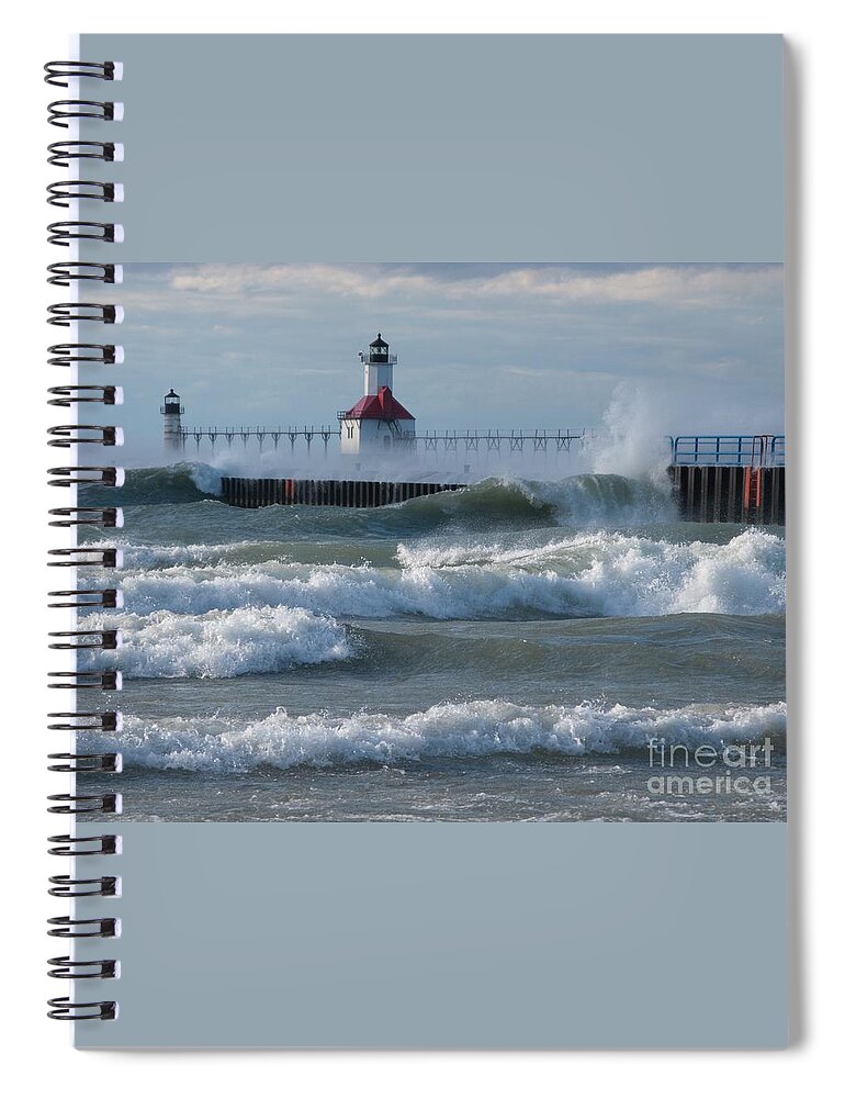 Wind Spiral Notebook featuring the photograph Tumultuous Lake by Ann Horn