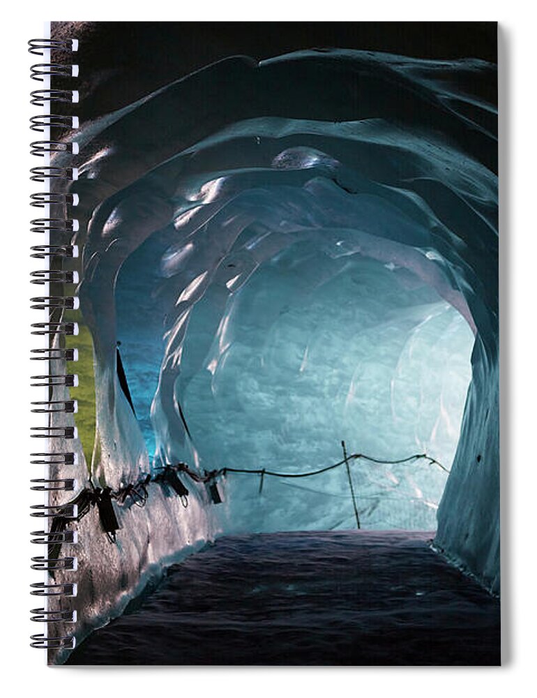 Chambery Spiral Notebook featuring the photograph Tunnel Through Ice Glacier by Michael Blann