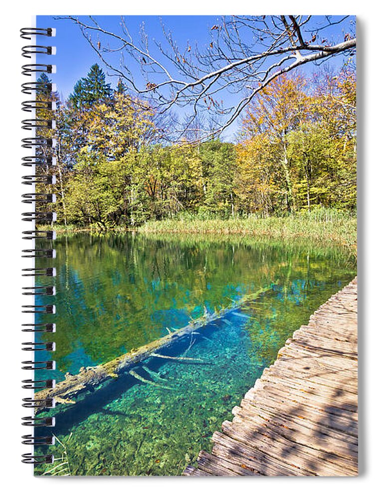 Croatia Spiral Notebook featuring the photograph Turquoise Plitvice lakes national park by Brch Photography