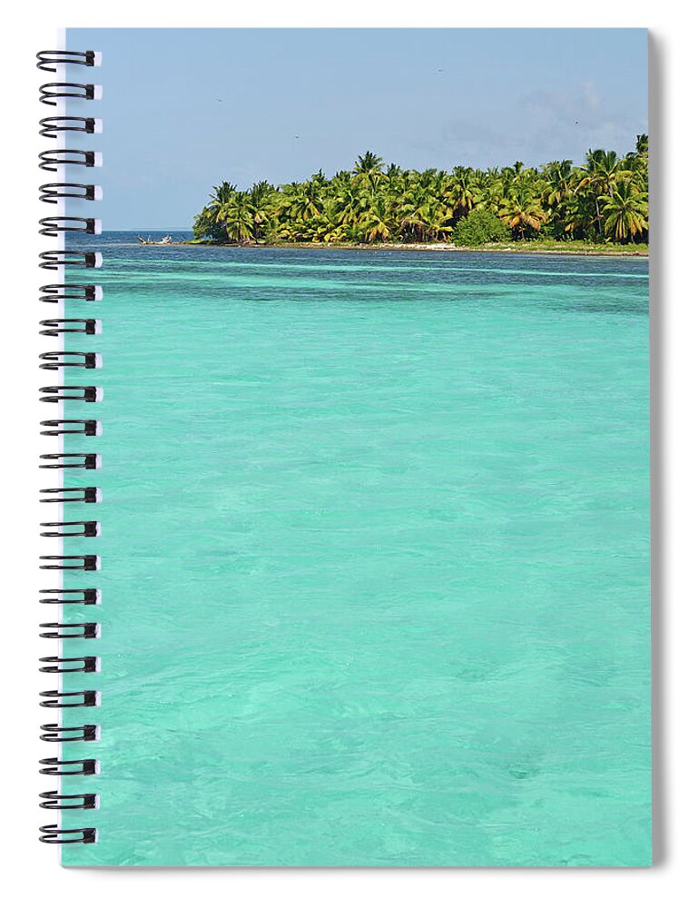 Scenics Spiral Notebook featuring the photograph Turquoise Water And Coconuts Palms On by Sami Sarkis