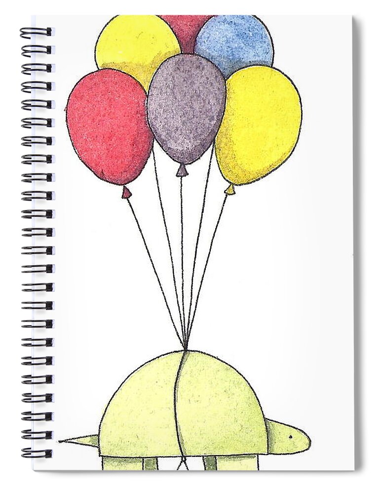 Turtle Spiral Notebook featuring the painting Turtle Balloon by Christy Beckwith